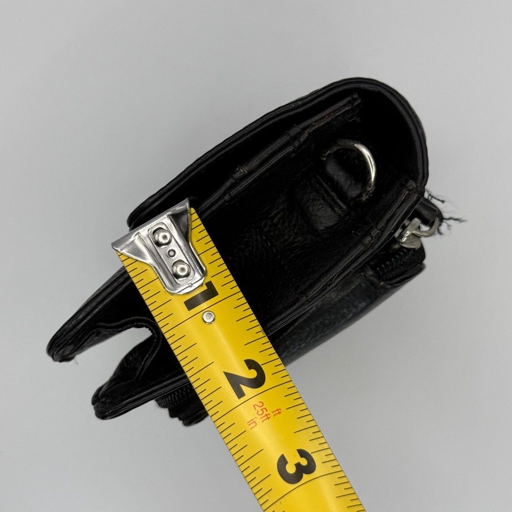 Vintage East West Concept Design Black Leather Wallet Mini Purse No Strap - Picture 10 of 10